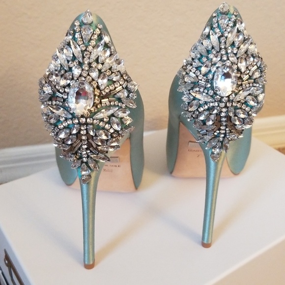 Badgley Mischka Shoes - Badgley Mischka Seafoam Studded peep toe Heel